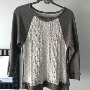 Lucky Brand Sweaters - Lucky Lotus- White & Gray Crocheted Scoop Neck Lucky Brand Sweaters - Lucky Lotus- White & Gray Crocheted Scoop Neck